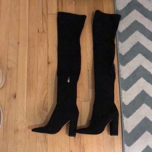 Black suede over the knee boots